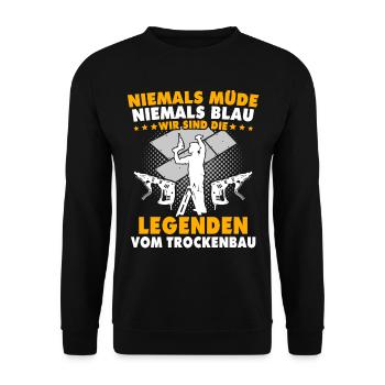 Trockenbauer Trockenbau Trockenbaumonteur - Unisex Pullover - Schwarz - Vorne - Alina (178cm) & Michal (187cm)