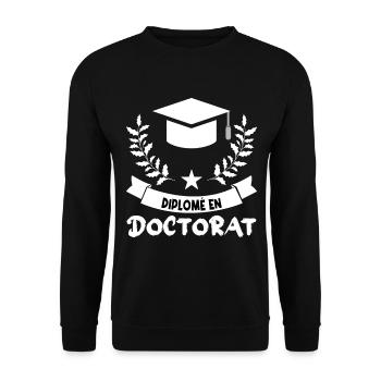 Diplômé en doctorat Humour. - Sweat-shirt Unisexe - noir - Devant - Alina (178cm) & Michal (187cm)