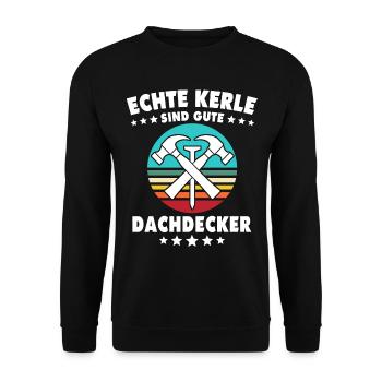 Dachdecker Dachspengler Dachklempner - Unisex Pullover - Schwarz - Vorne - Alina (178cm) & Michal (187cm)