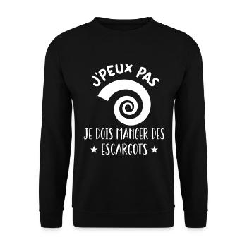 J'peux pas je dois manger des escargots - Sweat-shirt Unisexe - noir - Devant - Alina (178cm) & Michal (187cm)