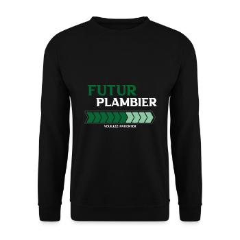 futur plombier - Sweat-shirt Unisexe - noir - Devant - Alina (178cm) & Michal (187cm)