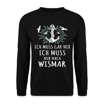 Wismar Ostsee Urlaub - Unisex Pullover - Schwarz - Vorne - Alina (178cm) & Michal (187cm)
