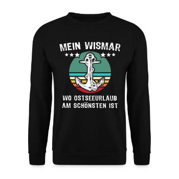 Wismar Ostsee Urlaub - Unisex Pullover - Schwarz - Vorne - Alina (178cm) & Michal (187cm)