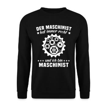 Maschinist - Unisex Pullover - Schwarz - Vorne - Alina (178cm) & Michal (187cm)