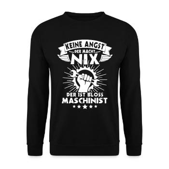 Maschinist - Unisex Pullover - Schwarz - Vorne - Alina (178cm) & Michal (187cm)