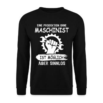 Maschinist - Unisex Pullover - Schwarz - Vorne - Alina (178cm) & Michal (187cm)