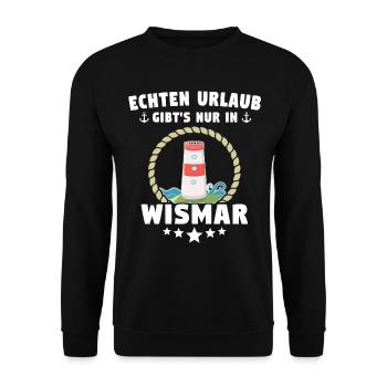 Wismar Ostsee Wismarer Urlaub - Unisex Pullover - Schwarz - Vorne - Alina (178cm) & Michal (187cm)