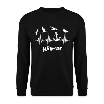 Wismar EKG Wismarer Herzlinie - Unisex Pullover - Schwarz - Vorne - Alina (178cm) & Michal (187cm)
