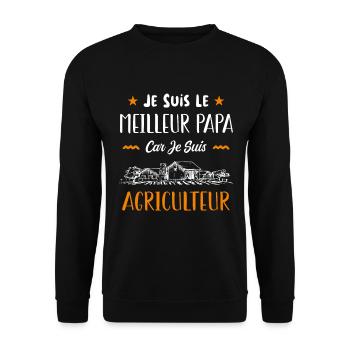 je suis le meilleur papa car je suis agriculteur. - Sweat-shirt Unisexe - noir - Devant - Alina (178cm) & Michal (187cm)