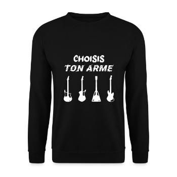 Choisis Ton Arme Guitare Humour Guitariste - Sweat-shirt Unisexe - noir - Devant - Alina (178cm) & Michal (187cm)