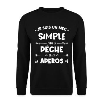 Pêche - un mec simple - Sweat-shirt Unisexe - noir - Devant - Alina (178cm) & Michal (187cm)