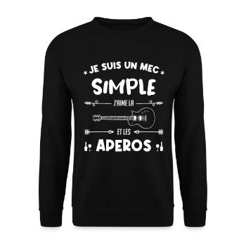 je suis un mec simple Guitariste Cadeau - Sweat-shirt Unisexe - noir - Devant - Alina (178cm) & Michal (187cm)