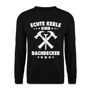 Dachdecker Dachspengler Dachklempner - Unisex Pullover - Schwarz - Vorne - Alina (178cm) & Michal (187cm)