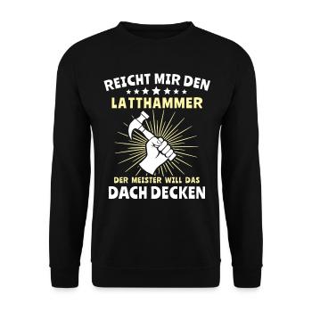 Dachdecker Dachspengler Dachklempner - Unisex Pullover - Schwarz - Vorne - Alina (178cm) & Michal (187cm)