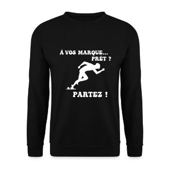 À vos marques.. Prêts? Partez! - Sweat-shirt Unisexe - noir - Devant - Alina (178cm) & Michal (187cm)