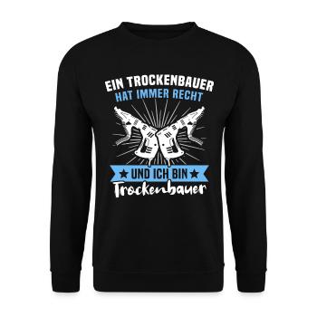 Trockenbauer Sprüche Trockenbau - Unisex Pullover - Schwarz - Vorne - Alina (178cm) & Michal (187cm)