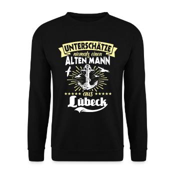 Lübeck Ostsee Sprüche Lübecker - Unisex Pullover - Schwarz - Vorne - Alina (178cm) & Michal (187cm)