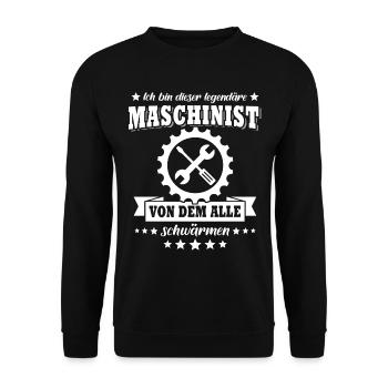 Maschinist - Unisex Pullover - Schwarz - Vorne - Alina (178cm) & Michal (187cm)