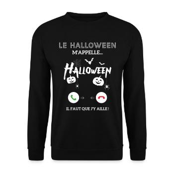 le halloween m'appelle il faut que j'y aille - Sweat-shirt Unisexe - noir - Devant - Alina (178cm) & Michal (187cm)