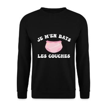 Je m'en bats les couches - Sweat-shirt Unisexe - noir - Devant - Alina (178cm) & Michal (187cm)