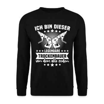 Trockenbaumonteur - Unisex Pullover - Schwarz - Vorne - Alina (178cm) & Michal (187cm)