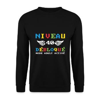 Niveau 40 débloqué mode adult activé - Sweat-shirt Unisexe - noir - Devant - Alina (178cm) & Michal (187cm)
