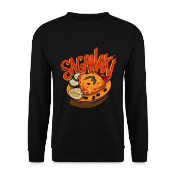 Saganaki Greek Cuisine Food Lovers - Unisex Pullover - Schwarz - Vorne - Alina (178cm) & Michal (187cm)