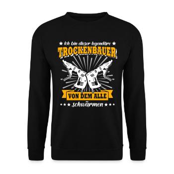 Trockenbauer Trockenbaumonteur Trockenbau - Unisex Pullover - Schwarz - Vorne - Alina (178cm) & Michal (187cm)