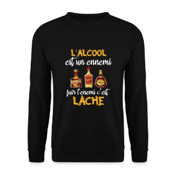 L'alcool est un ennemi - Sweat-shirt Unisexe - noir - Devant - Alina (178cm) & Michal (187cm)