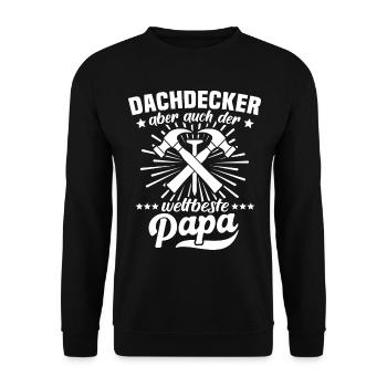 Dachdecker Papa - Unisex Pullover - Schwarz - Vorne - Alina (178cm) & Michal (187cm)