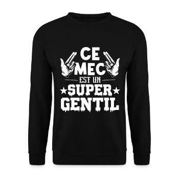 ce mec est un super gentil - Sweat-shirt Unisexe - noir - Devant - Alina (178cm) & Michal (187cm)