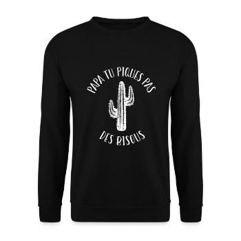 Papa tu piques, pas de bisous ! - Sweat-shirt Unisexe - noir - Devant - Alina (178cm) & Michal (187cm)