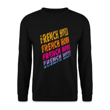 Funny French Horn Musical Instrument - Unisex Sweatshirt - black - Front - Alina (178cm) & Michal (187cm)
