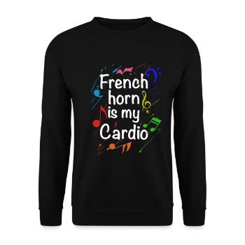 Funny French Horn Musical Instrument - Unisex Sweatshirt - black - Front - Alina (178cm) & Michal (187cm)