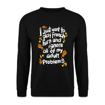 Funny French Horn Musical Instrument - Unisex Sweatshirt - black - Front - Alina (178cm) & Michal (187cm)