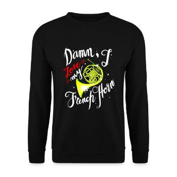 Funny French Horn Musical Instrument - Unisex Sweatshirt - black - Front - Alina (178cm) & Michal (187cm)