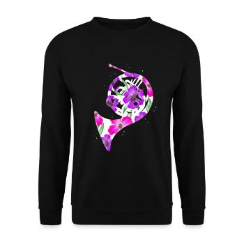 Drôle d’instrument de musique Français Cor - Sweat-shirt Unisexe - noir - Devant - Alina (178cm) & Michal (187cm)