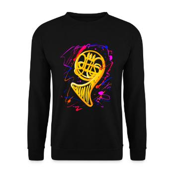 Funny French Horn Musical Instrument - Unisex Sweatshirt - black - Front - Alina (178cm) & Michal (187cm)