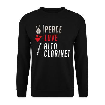 Peace Love Alto Clarinet Instrument - Unisex Sweatshirt - black - Front - Alina (178cm) & Michal (187cm)