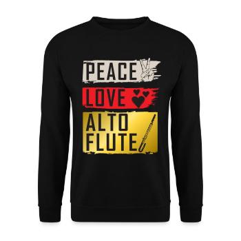 Peace Love Alto Flute Musical Instrument - Unisex Sweatshirt - black - Front - Alina (178cm) & Michal (187cm)