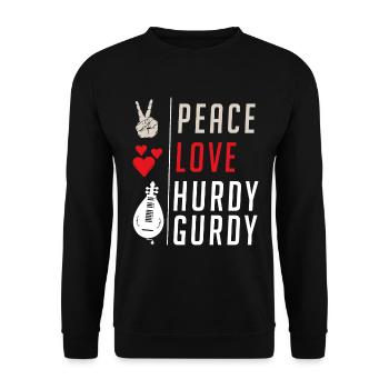 Peace Love Hurdy Gurdy Music Instrument - Unisex Sweatshirt - black - Front - Alina (178cm) & Michal (187cm)