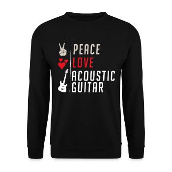 Peace Love Acoustic Guitar Instrument - Unisex Pullover - Schwarz - Vorne - Alina (178cm) & Michal (187cm)