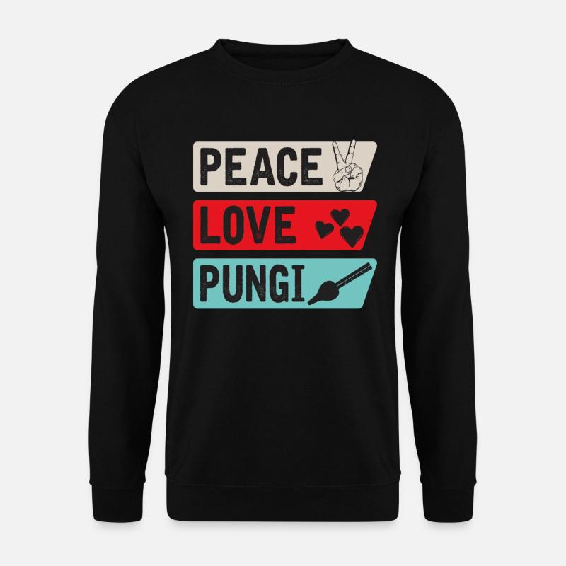Peace Love Pungi Musical Instrument - Unisex Pullover - Schwarz