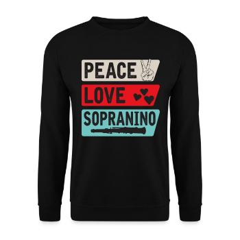 Peace Love Sopranino Musical Instrument - Unisex Pullover - Schwarz - Vorne - Alina (178cm) & Michal (187cm)