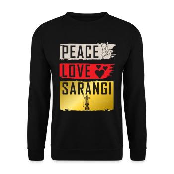 Peace Love Sarangi Musical Instrument - Unisex Pullover - Schwarz - Vorne - Alina (178cm) & Michal (187cm)