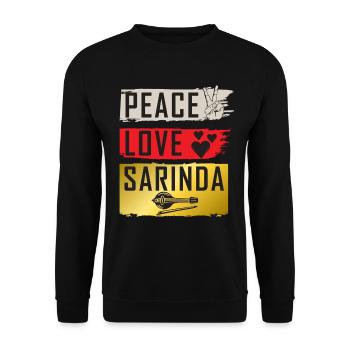 Peace Love Sarinda Musical Instrument - Unisex Pullover - Schwarz - Vorne - Alina (178cm) & Michal (187cm)