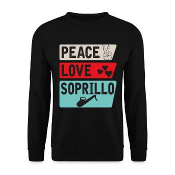 Peace Love Soprillo Musical Instrument - Unisex Pullover - Schwarz - Vorne - Alina (178cm) & Michal (187cm)