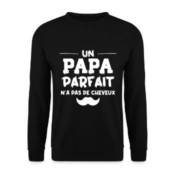papa parfait sans cheveux - Sweat-shirt Unisexe - noir - Devant - Alina (178cm) & Michal (187cm)
