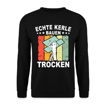 Trockenbauer Trockenbaumonteur Trockenbau - Unisex Pullover - Schwarz - Vorne - Alina (178cm) & Michal (187cm)