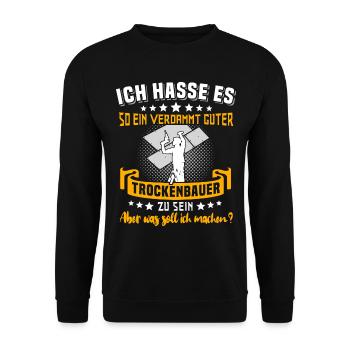 Trockenbauer Trockenbaumonteur Trockenbau - Unisex Pullover - Schwarz - Vorne - Alina (178cm) & Michal (187cm)